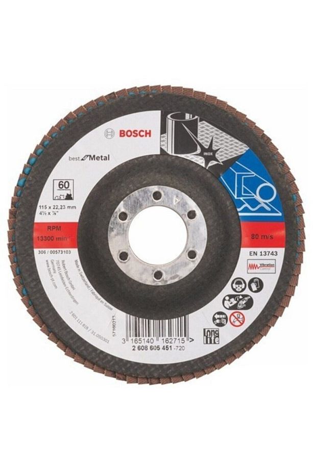 - Flap Zımpara Diski - 115 Mm, 22,23 Mm, 60 Kum - 1