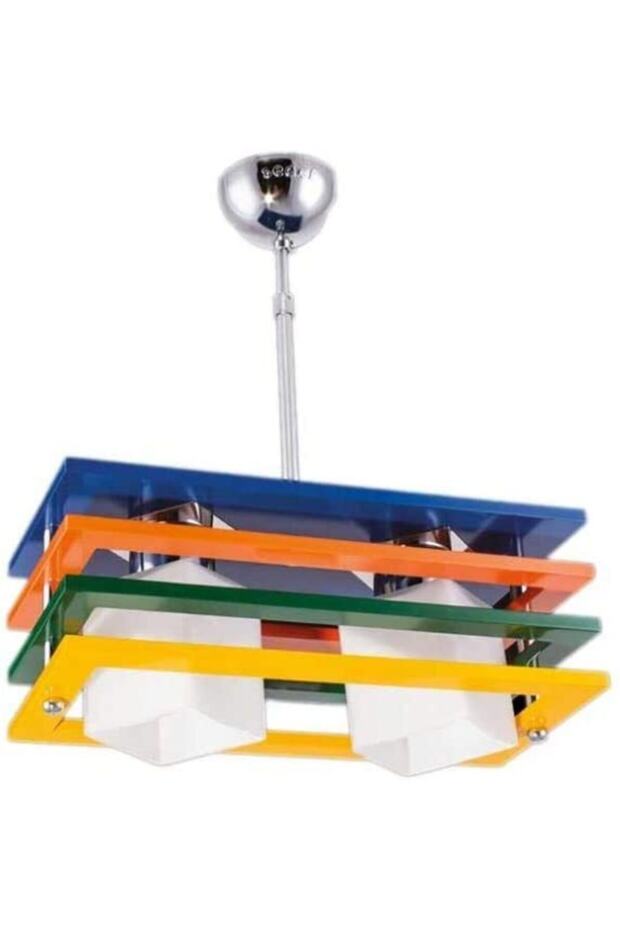 Sedef 9425-2 Karma 2'li Ahşap Avize - Renkli - 1