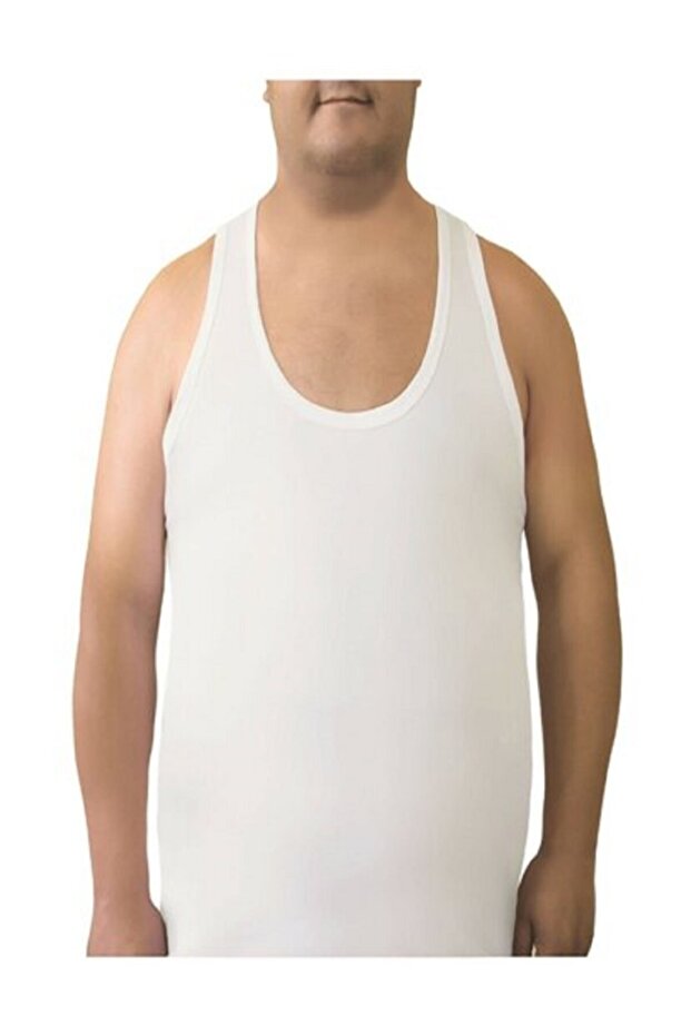 Men's White Strappy Oversize Cotton Tank Top Pack of 6