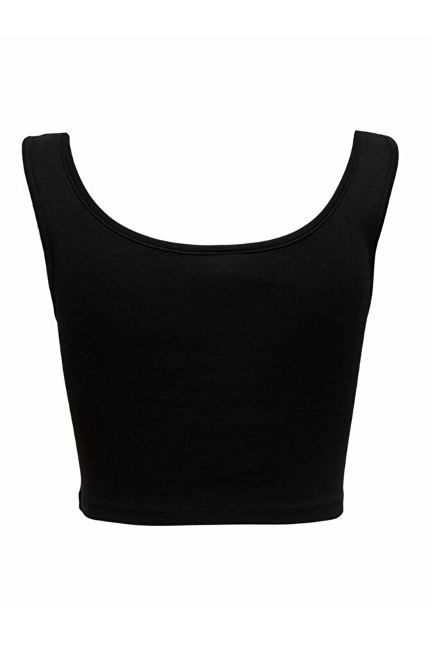 Kadın Siyah Crop Top Atlet - 2