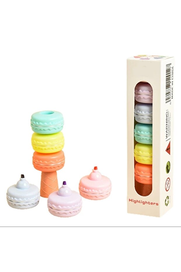 6'lı Makaron Fosforlu Işaretleme Kalemi-macaron Highlighter - 1