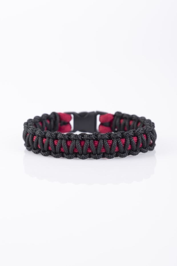 Burgundy-black Paracord Survival Bracelet