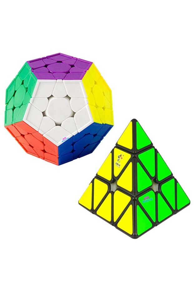Orjinal Megaminx Pyraminx 2'li Zeka Küpü Rubik Küp Set - 1