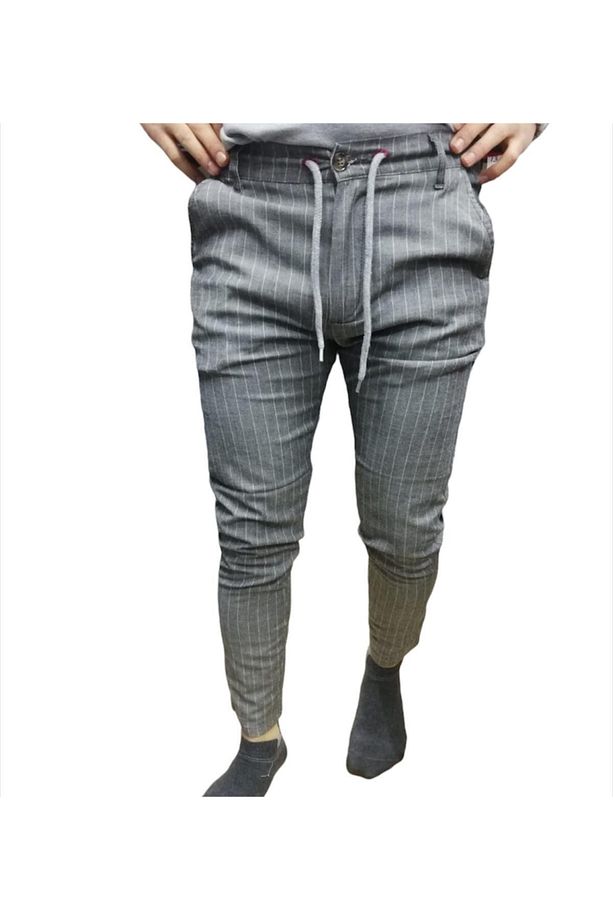 Erkek Bağcıklı Keten Pantolon - 2