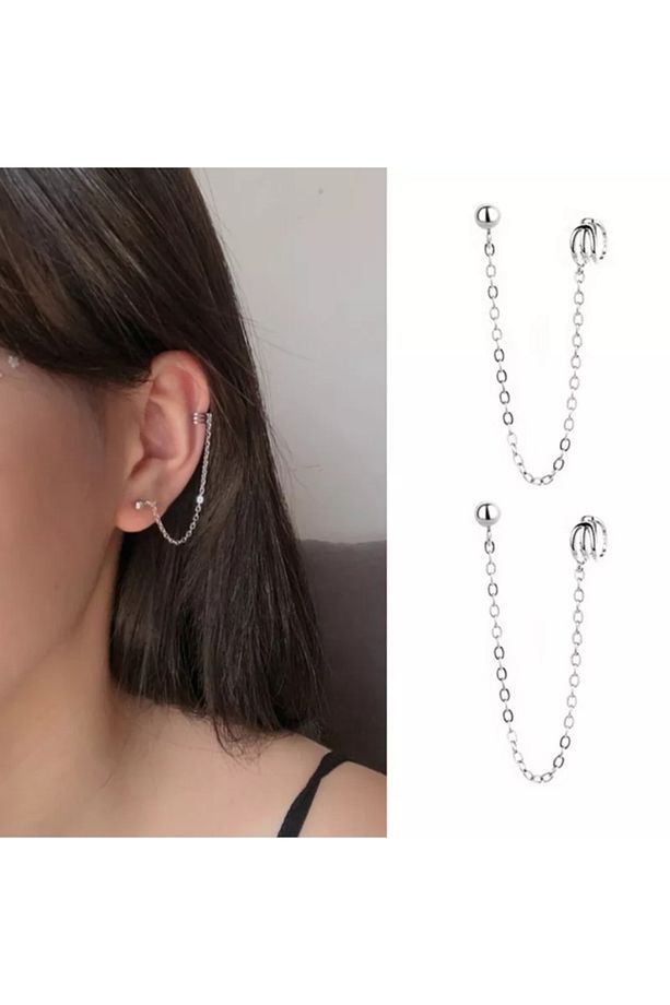 2 Adet Üstten Deliksiz Gothic Punk Küpe - 1