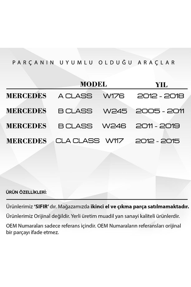 Mercedes A Class W176, B Class W246 Uyumlu Port Bagaj Çıta Kapağı - 2