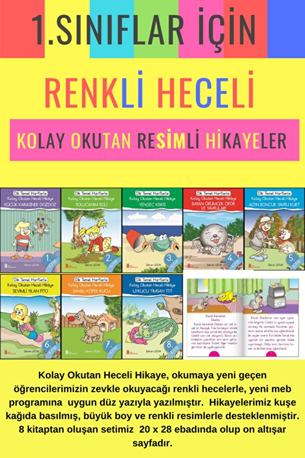 1.sınıf Renkli Heceli Resimlerle Süslenmiş Kolay Okuma Seti