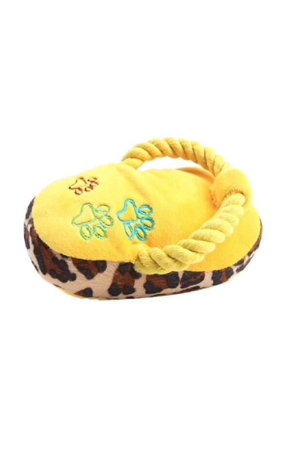 Slipper Shaped Plush Dog Toy 15 cm Yellow