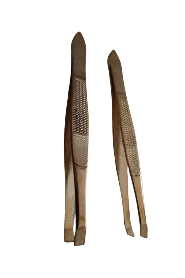 (Set of 2) Yellow Tweezers with Flat and Side Tips, Specially Opened, Makes Easy Hair Removal Precise