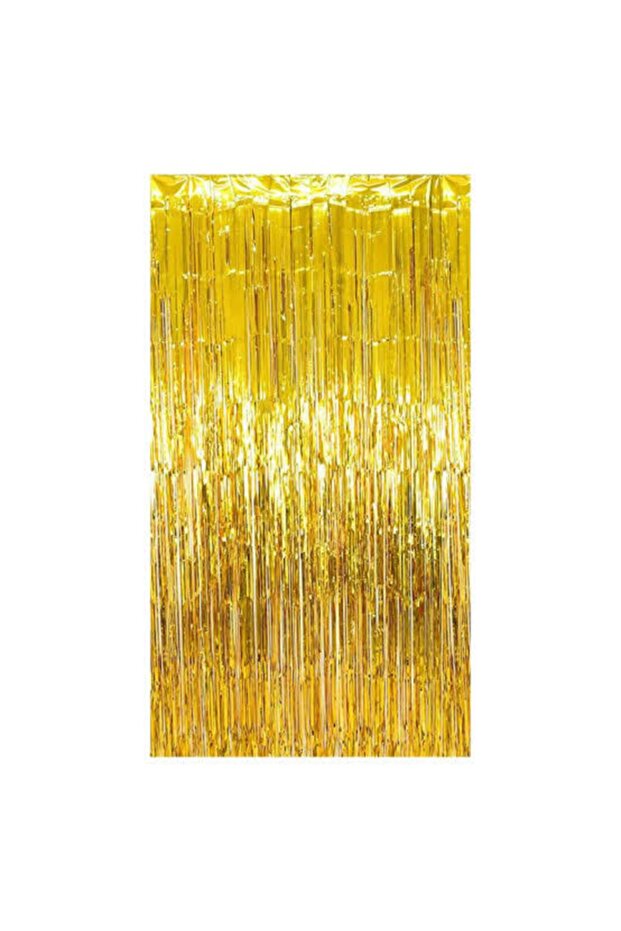 Metalized Background Tasseled Door Curtain Gold