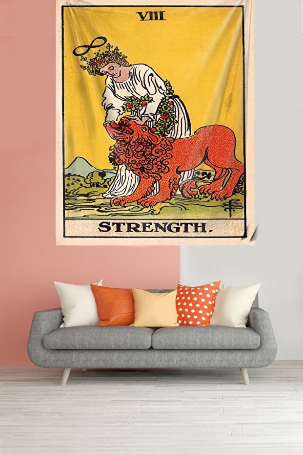 Strength Tarot Caesar Stain Resistant Velvet Textured Fabric Wall Cloth Wall Carpet Tapestry