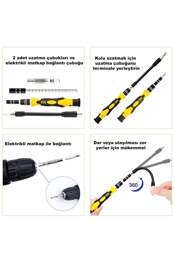 115 In 1 Hassas Sarı Çoklu Tornavida Seti El Alet Takımı - 3