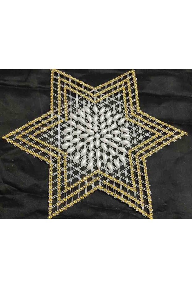 6 Pieces Pulley Work Beaded Star Napkin Lace Tsrm27-6