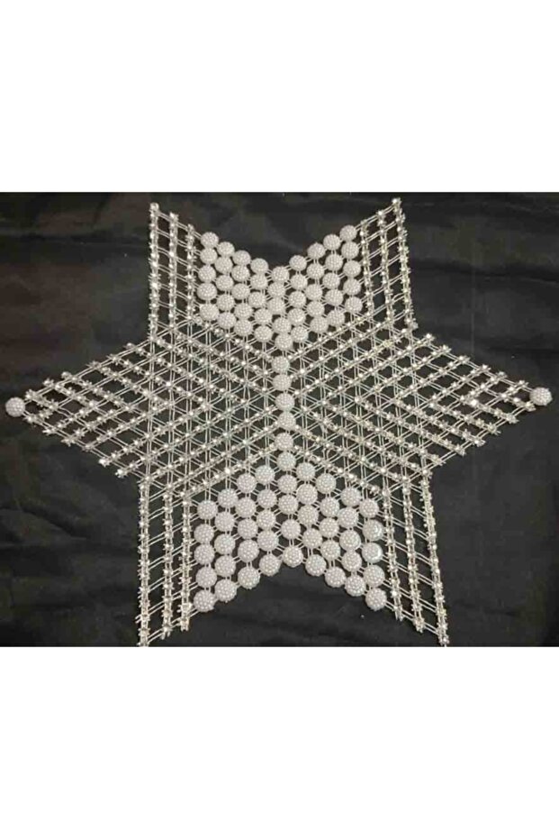 6 Pieces Pulley Work Beaded Star Napkin Lace Tsrm39-6