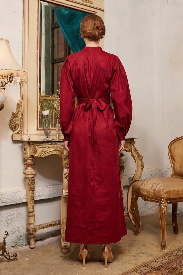 Bordo Jakarlı Abiye - 4