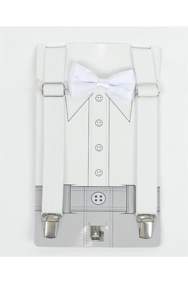 Boy's 23 April Special Day Birthday Costume Show Pants Suspender & Bow Tie Set