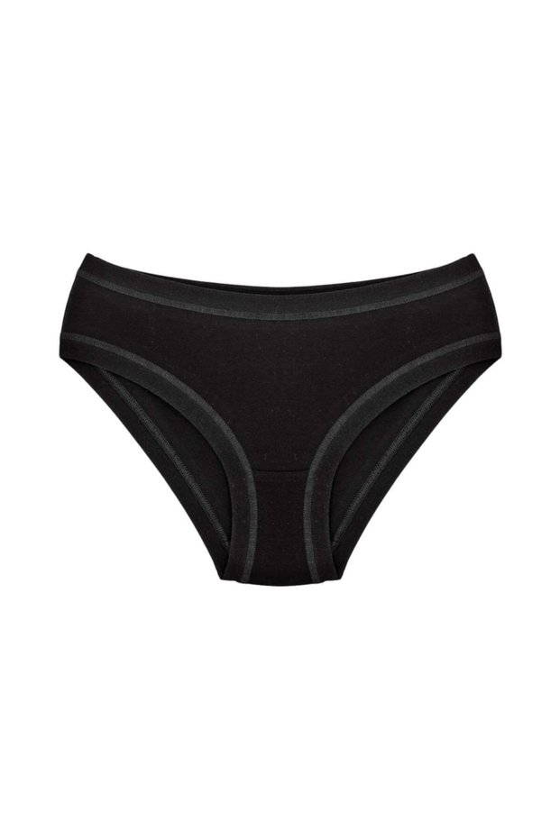 Black Cotton Fabric Slip Women's Panties with Elastic Legs and Waist