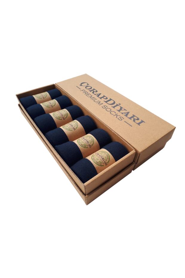 Premium 6-Pack Stitch-Free Transitional Bamboo Men's Socks - Navy Blue