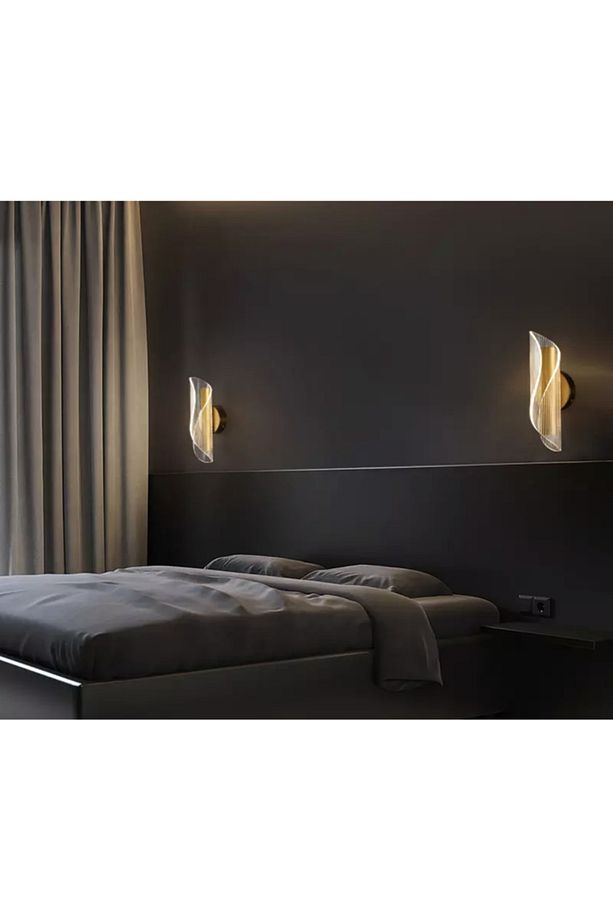 Exclusive Modern Duvar Led Aplik Gold Sarı Tasarım Ledli Aplik - 5