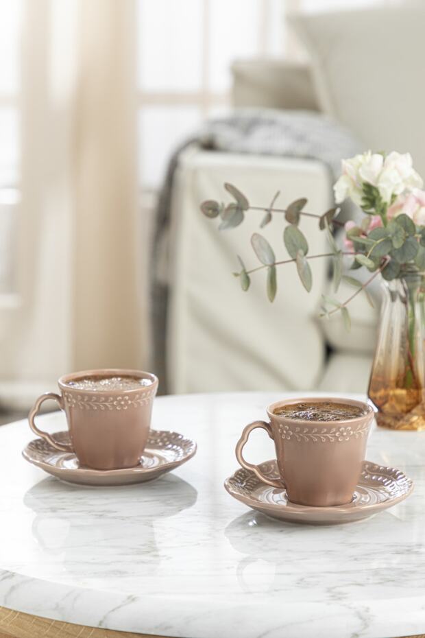 Vienna Porcelain Set of 2 Coffee Cups 80 Ml Dried Rose
