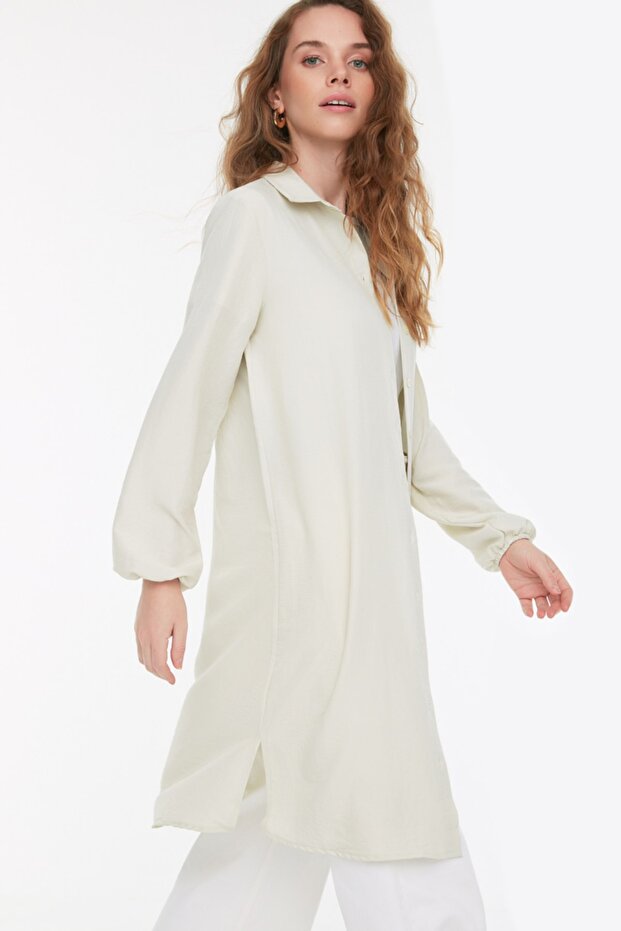 Stone Side Slit Midi hosszúságú szőtt aerobin ing TCTSS22GO0104 - 1