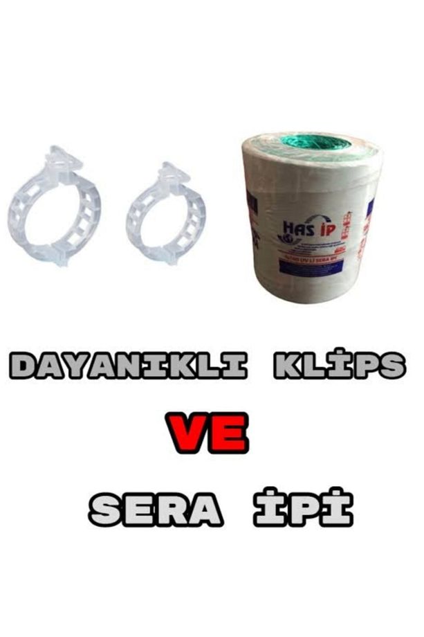 Sera Ve Domates Klipsi (sağlam Ve 25 Mm Dayanıklı Fidan Bağlama Klipsi) + Sera Ipi - 1