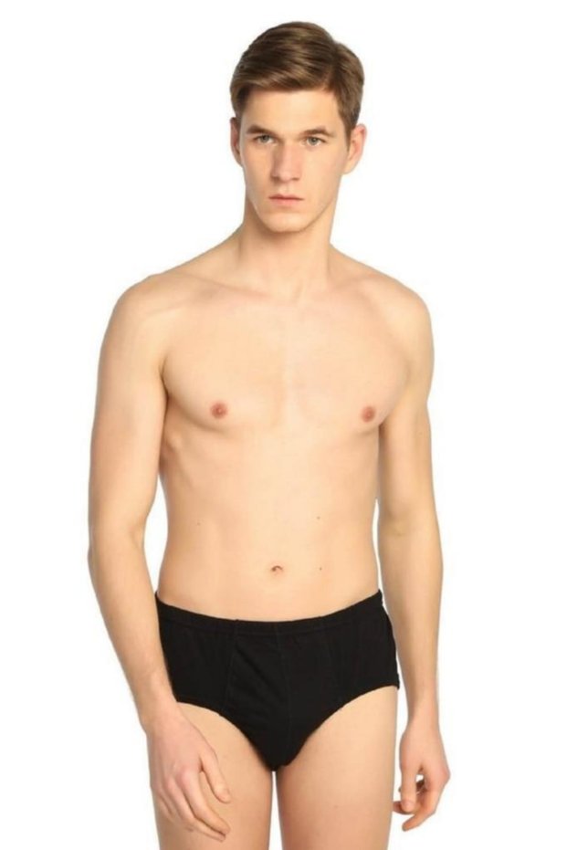Men's Black Colored 12 Pieces Combed Cotton Slip Panties 34502