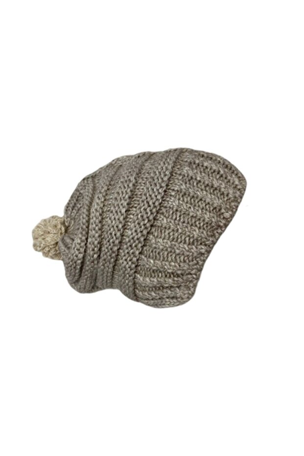 Women's Knitted Beanie Stone with Pompom