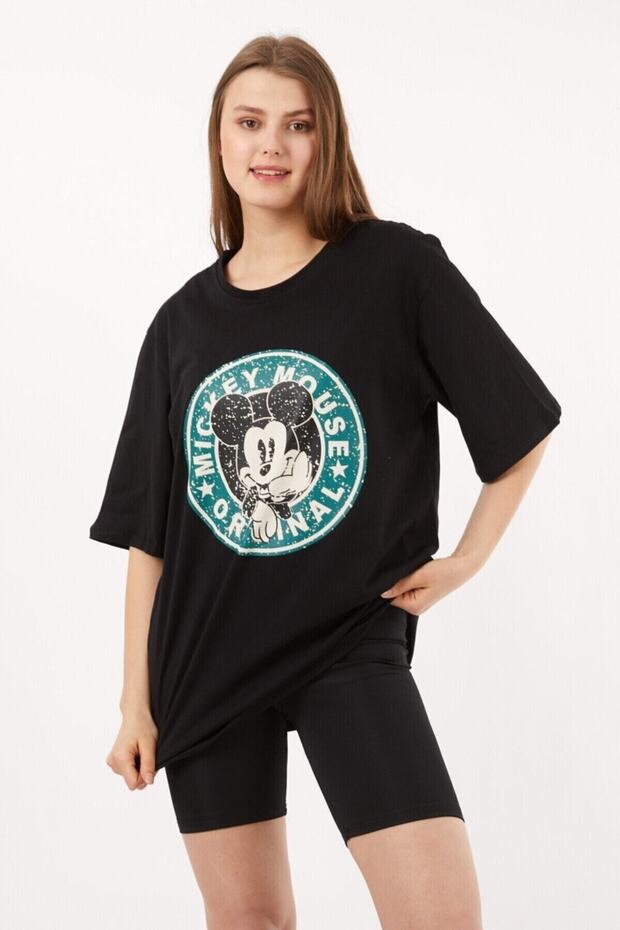 Mickey Baskılı Oversize Tshirt - 1
