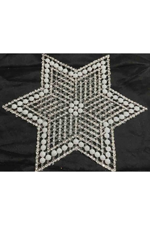 12 Piece Hoop Work Beaded Star Napkin Lace Tsrm23-12
