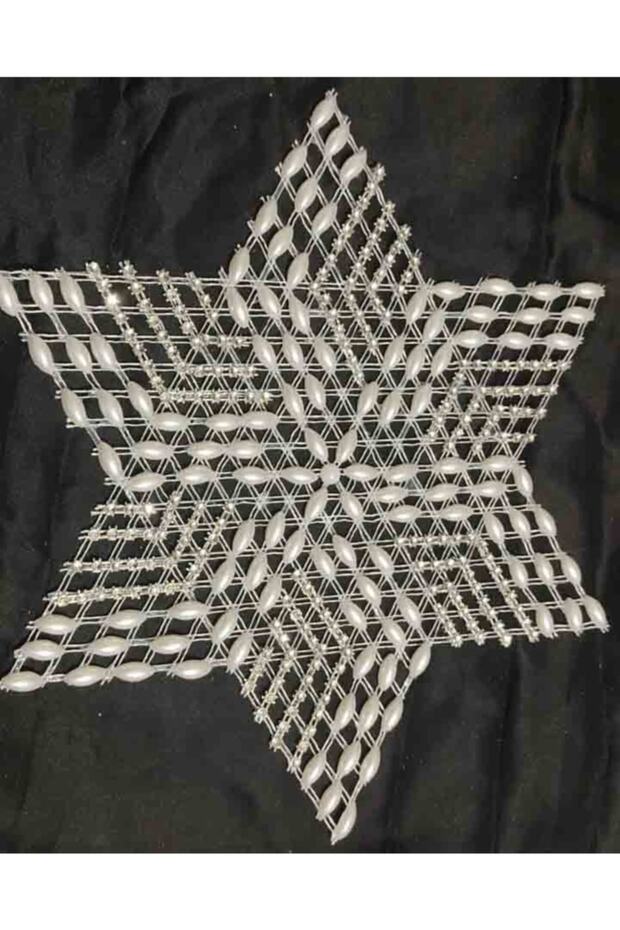 6 Pieces Pulley Work Beaded Star Napkin Lace Tsrm28-6