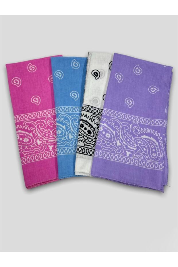 Unisex Ethnic Patterned 100% Cotton Bandana Set of 4