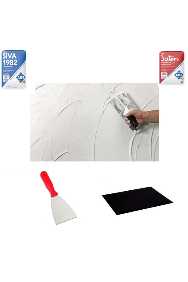 Topalakticaret 3 Kg Duvar Tamir Seti (2 KG SIVA ALÇI - 1 KG SATEN ALÇI - ZIMPARA - SPATULA) - 1