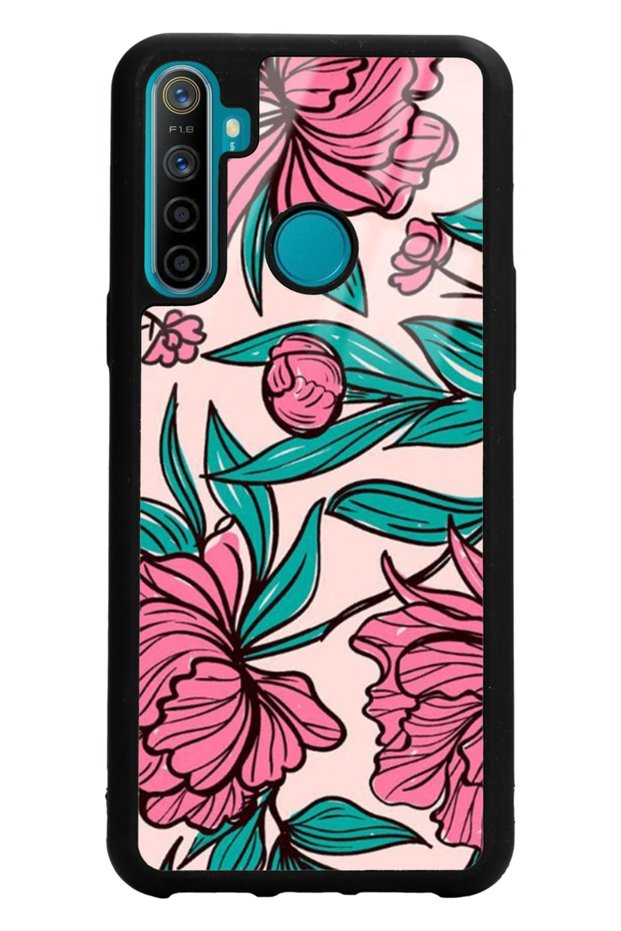 Oppo Realme 5I Glossy Phone Case with Fuchsia Floral Design