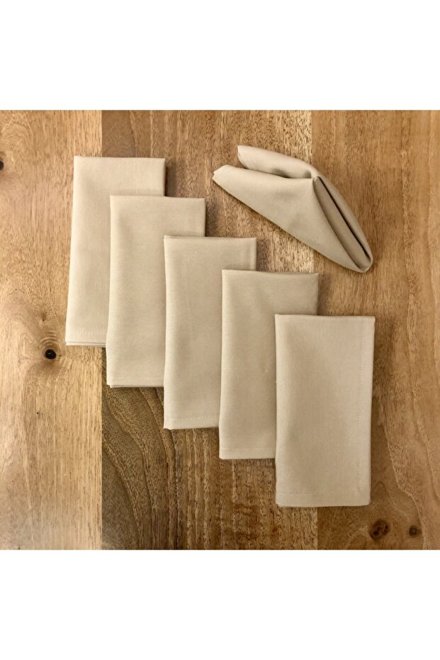 American Service, 6-Piece Special Stitched Fabric Napkin Light Brown