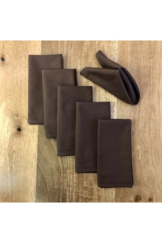 American Service, 6-Piece Special Stitched Fabric Napkin Brown