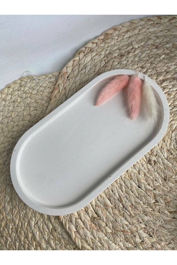 Decorative Concrete Tray Organizer, Presentation Matte White