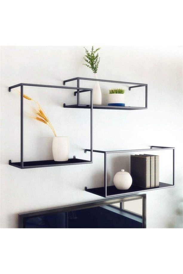 Iskandinav Metal Geçmeli Duvar Rafı 3‘lü Set Ws-201 - 3