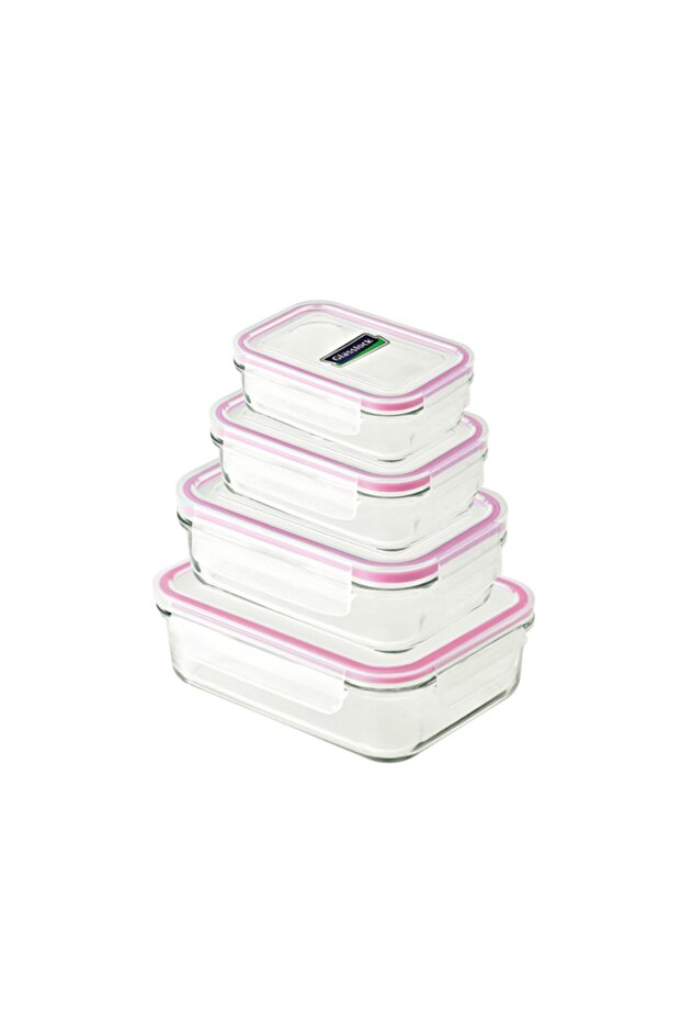 Advantageous Package 4-Piece Rectangular Glass Storage Set Locked Leak-Proof Lid - 1
