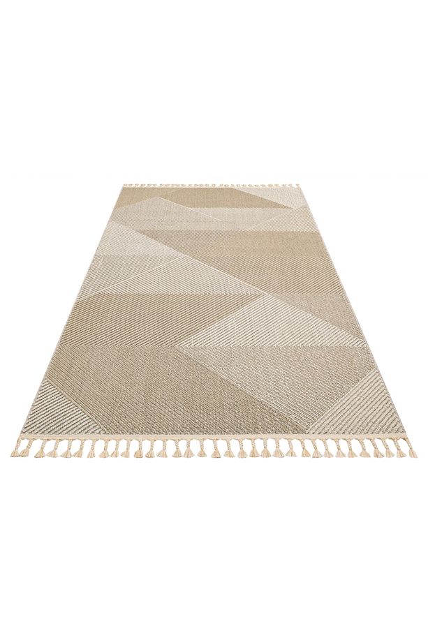 Soho Sh 08 Beige Hav Vermeyen Özel Ipler Ile Üretilen Etnik Örgü Desenlere Sahip Makine Halısı - 3