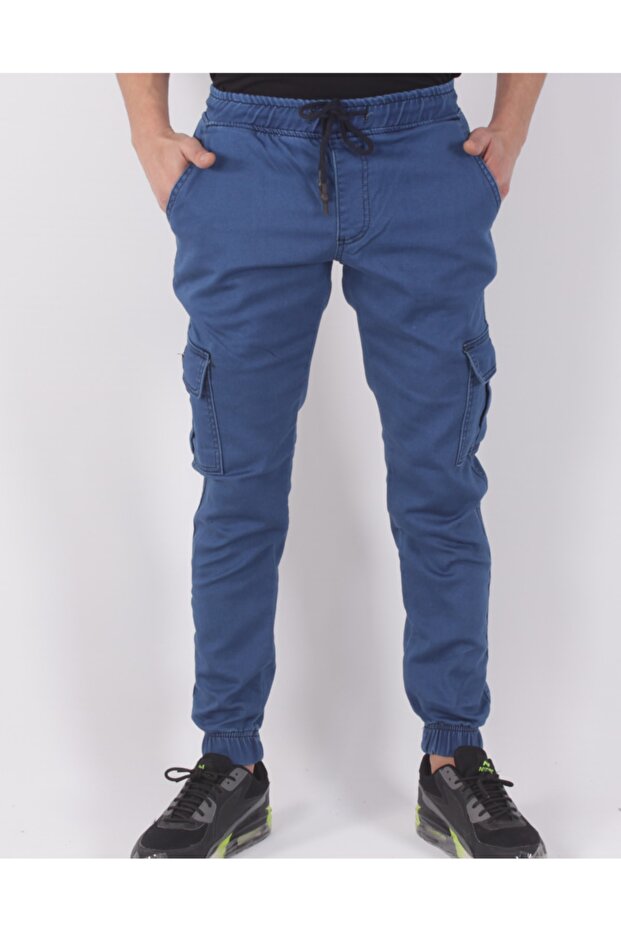 Waist and Leg Elastic Trousers with Cargo Pockets on the Sides-19000