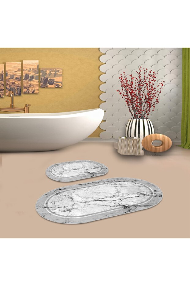 مجموعة حصيرة الحمام البيضاوية - 2