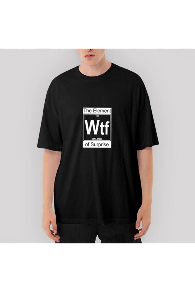 تي شيرت أسود كبير الحجم من Wtf Element