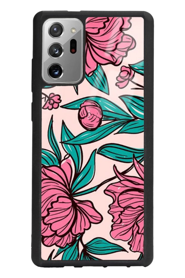 Samsung Note 20 Glossy Phone Case with Fuchsia Floral Design
