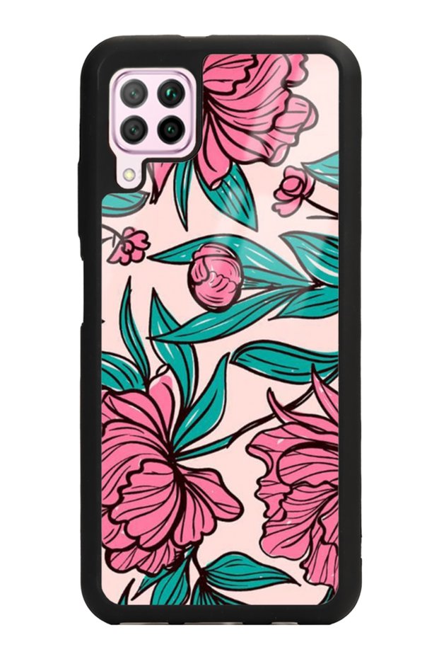Huawei P40 Lite Fuchsia Floral Design Glossy Phone Case