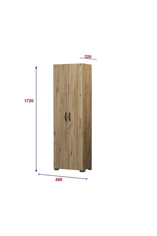 2 Kapak 8 Raf Çok Amaçlı Dolap Ceviz, Çok Amaçlı Dolap, Mutfak, Banyo, Balkon, Kiler, 8 Raflı Dolap - 4