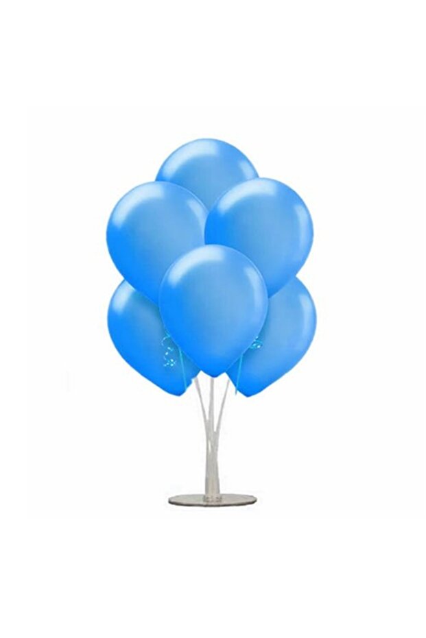 1 Piece Metalic Blue Footed Balloon Stand with 7 Balloons