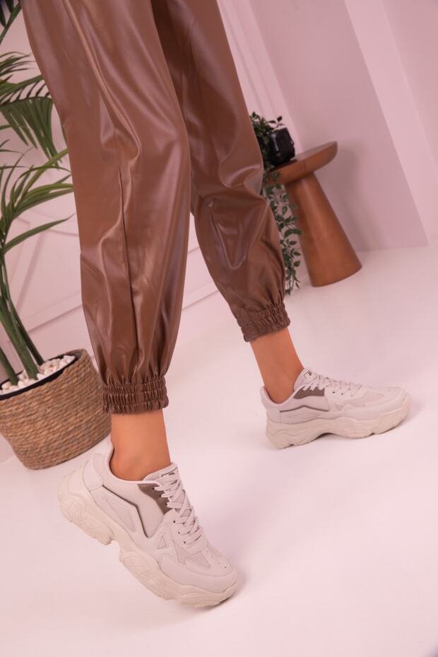 Beige-Brown Women's Sneaker 15765