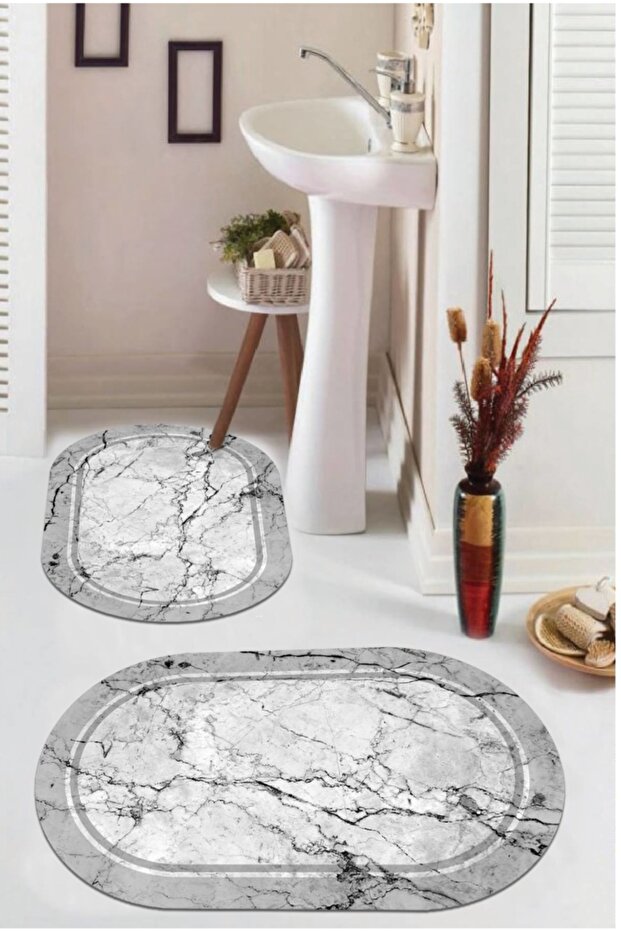 مجموعة حصيرة الحمام البيضاوية - 1