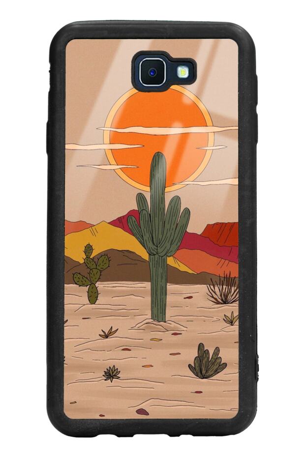 Glossy Phone Case for Samsung J7 Prime Retro Cactus Sun Design